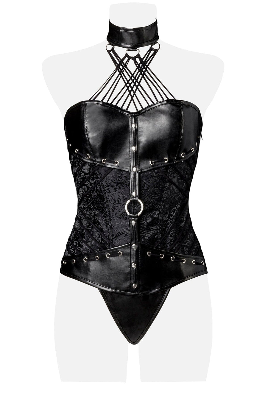Grey Velvet Crisscross Choker W/Sweetheart Neckline Corset in Black 