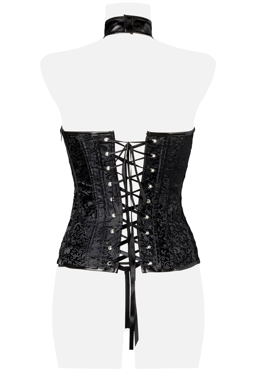 Grey Velvet Crisscross Choker W/Sweetheart Neckline Corset in Black 