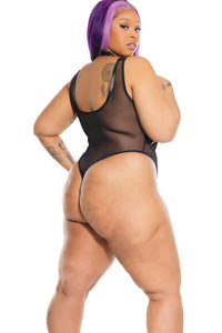 Crotchless Teddy with Halter Bust Panels-Teddies-SEXYSHOES.COM