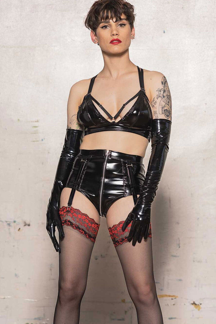 Crystal Vinyl Bra-Fetish Separates-Patrice Catanzaro-Black-XS-SEXYSHOES.COM