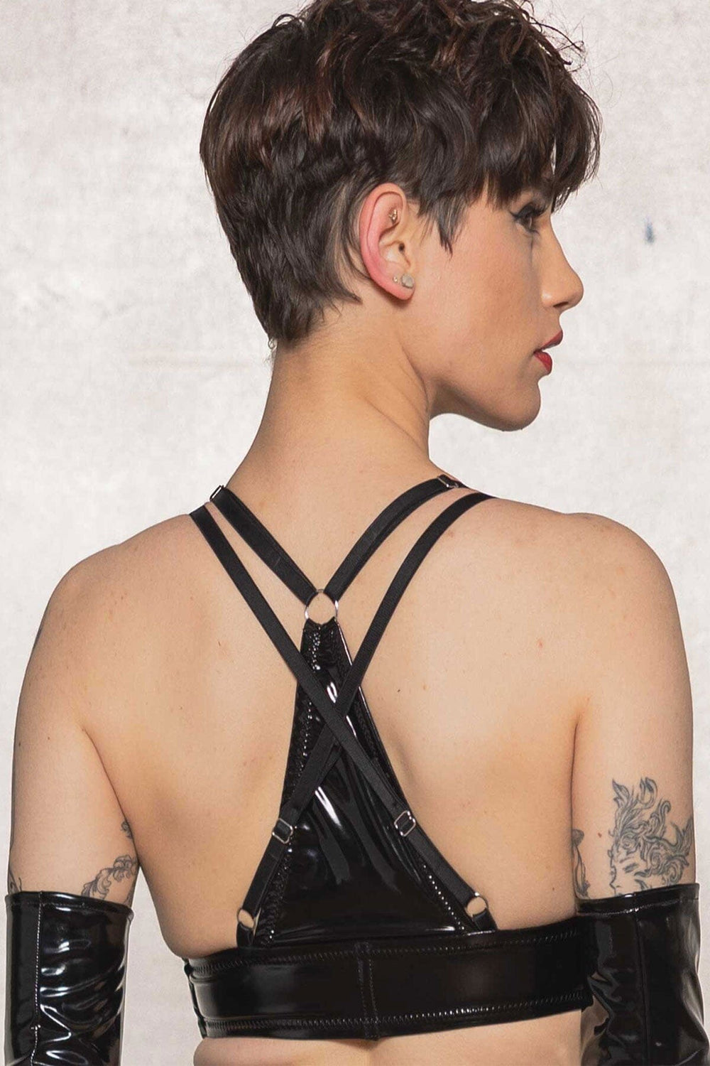 Patrice Catanzaro Crystal Vinyl Bra in Black 