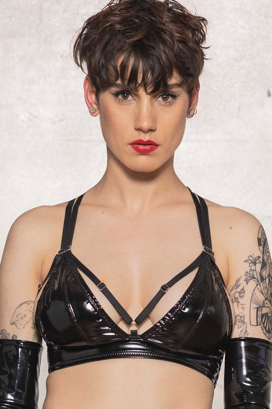 Patrice Catanzaro Crystal Vinyl Bra in Black 