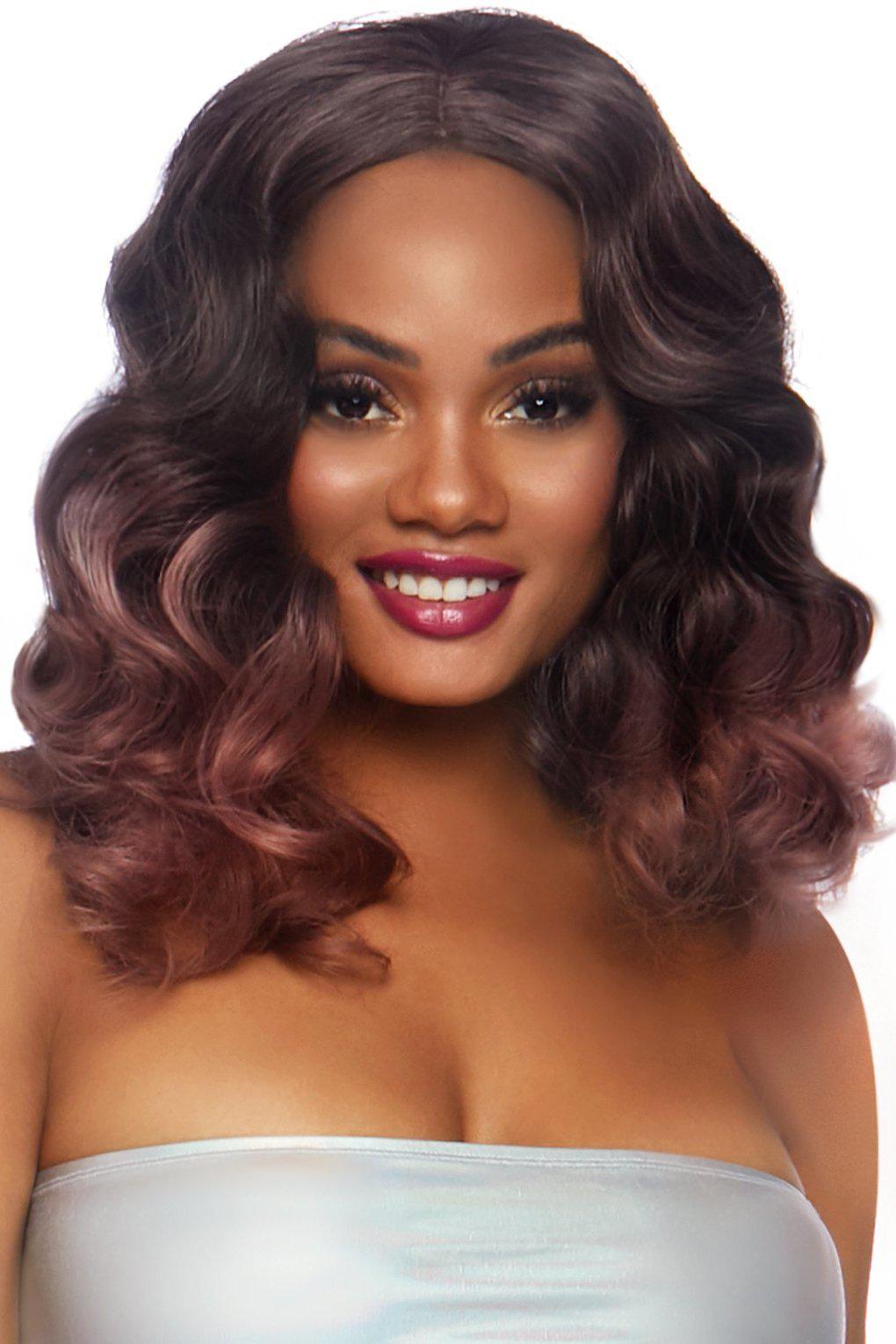 Leg Avenue Curly Ombre Long Bob Wig in Brown  from SexyShoes.com