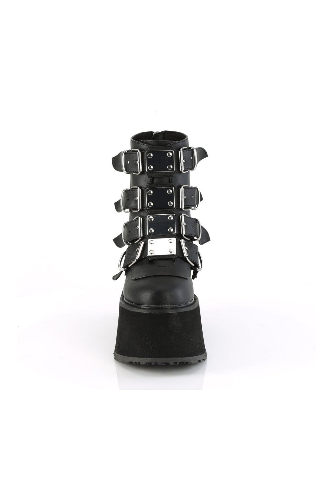 Demonia DAMNED-105 Black Vegan Leather Ankle Boot in Black Vegan Leather