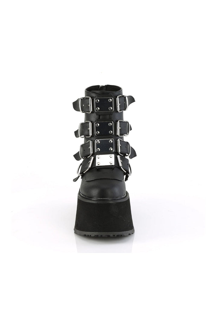 DAMNED-105 Black Vegan Leather Ankle Boot