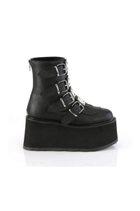 Demonia DAMNED-105 Black Vegan Leather Ankle Boot in Black Vegan Leather