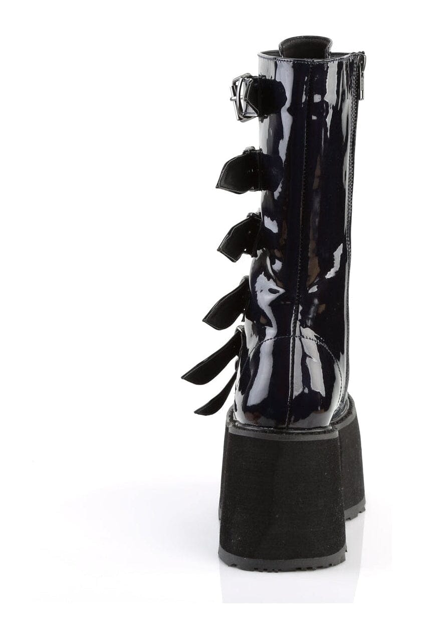 Demonia DAMNED-225 Black Hologram Patent Knee Boot in Black Hologram Patent
