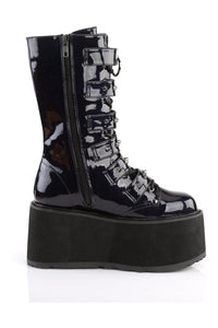 Demonia DAMNED-225 Black Hologram Patent Knee Boot in Black Hologram Patent