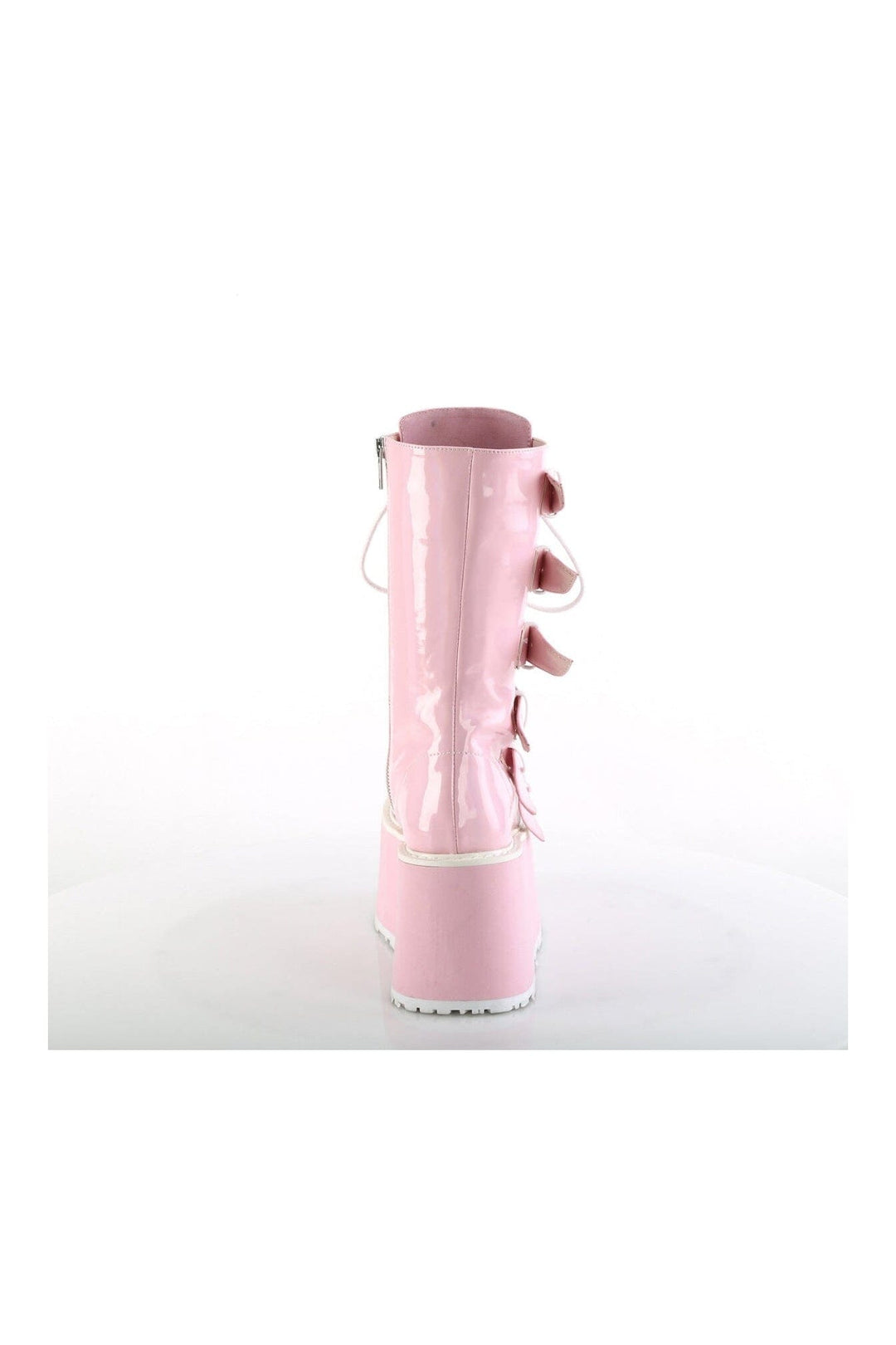 Demonia DAMNED-225 Pink Hologram Patent Knee Boot in Pink Hologram Patent