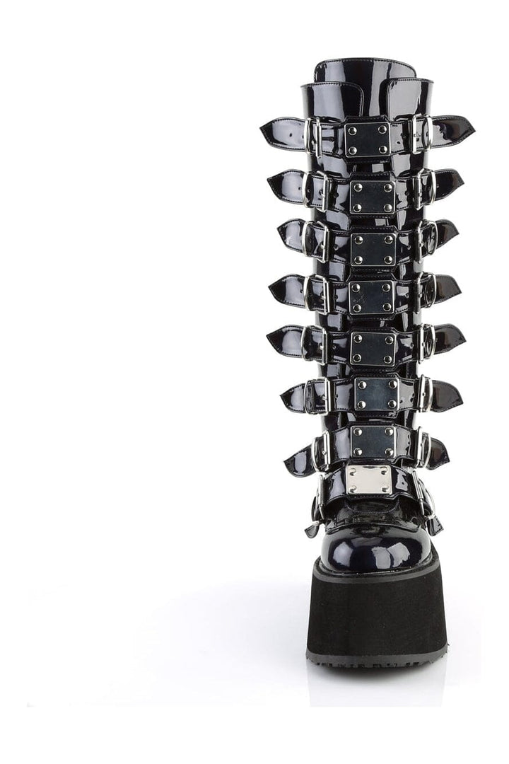 DAMNED-318 Black Hologram Patent Knee Boot-Knee Boots-Demonia-SEXYSHOES.COM