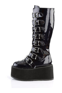 Demonia DAMNED-318 Black Hologram Patent Knee Boot in Black Hologram Patent