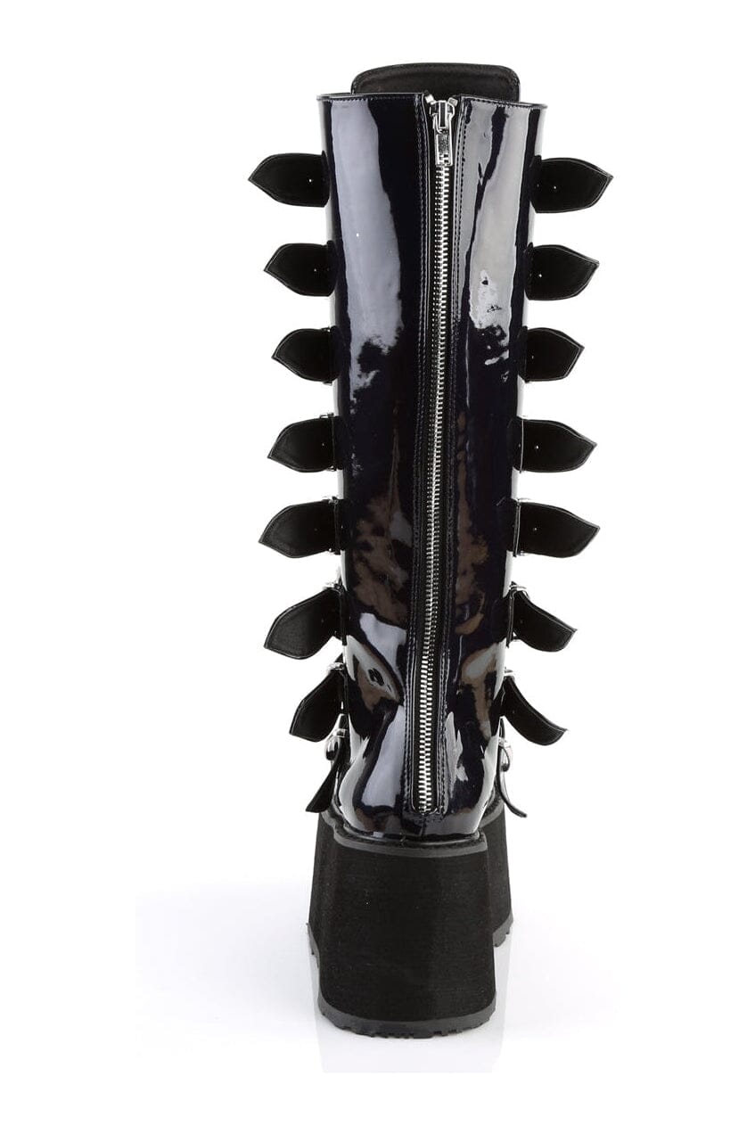 Demonia DAMNED-318 Black Hologram Patent Knee Boot in Black Hologram Patent