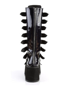 Demonia DAMNED-318 Black Hologram Patent Knee Boot in Black Hologram Patent