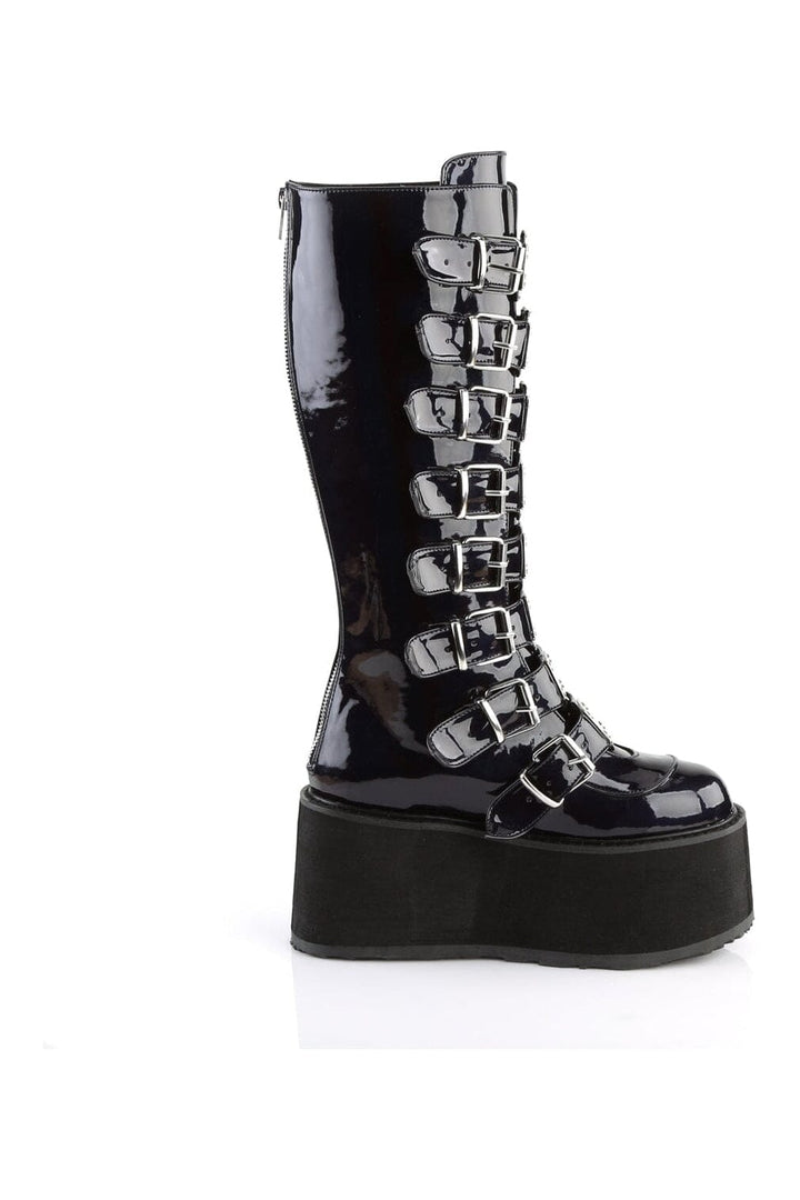 DAMNED-318 Black Hologram Patent Knee Boot-Knee Boots-Demonia-SEXYSHOES.COM
