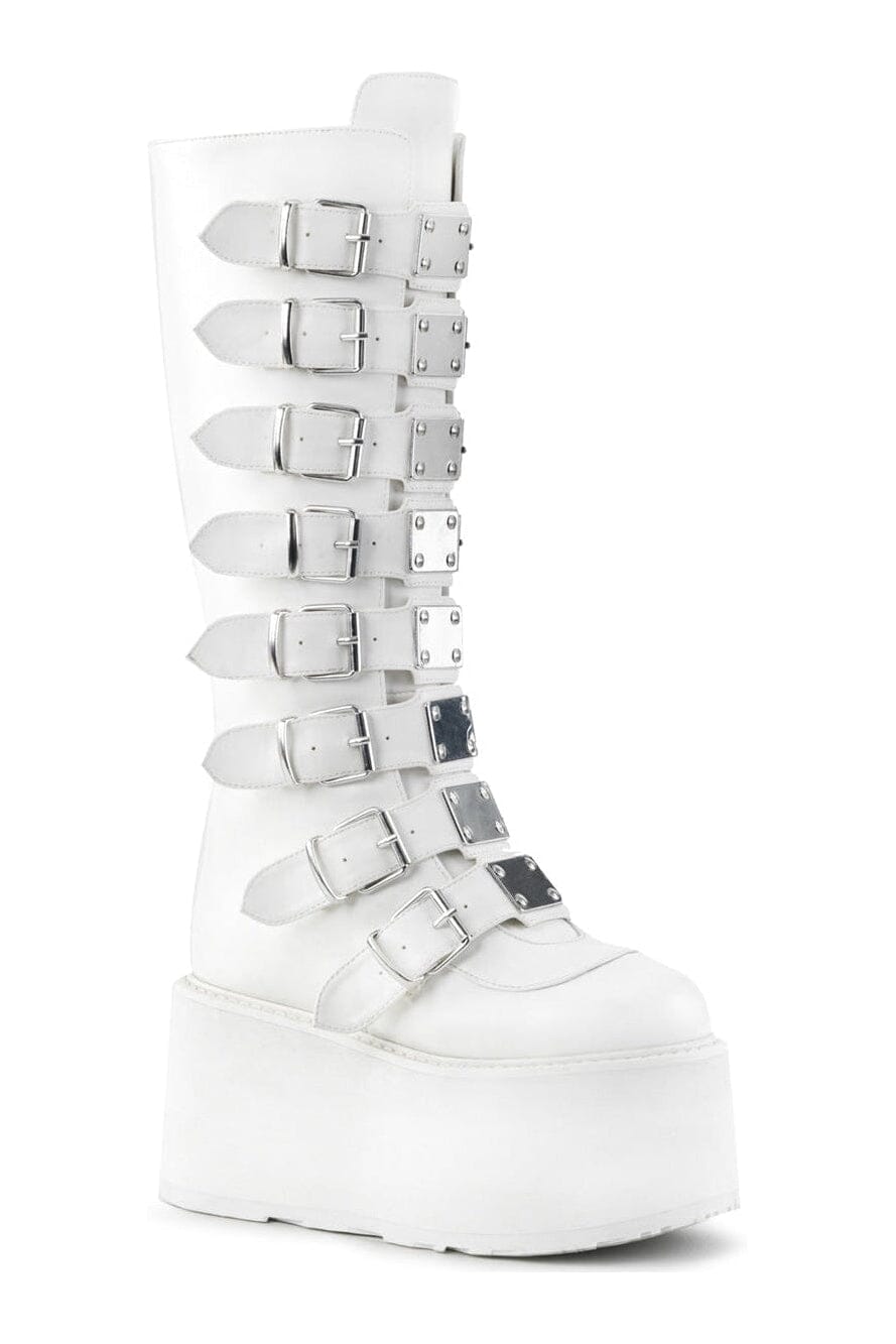 DAMNED-318 White Vegan Leather Knee Boot-Knee Boots-Demonia-White-10-Vegan Leather-SEXYSHOES.COM