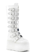 DAMNED-318 White Vegan Leather Knee Boot