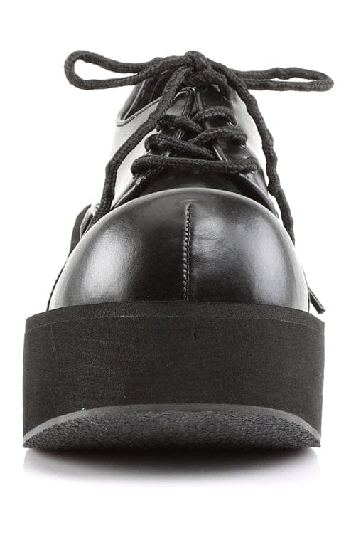 Demonia DANK-101 Black Vegan Leather Cyber Shoe in Black Vegan Leather