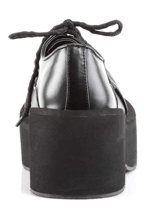 Demonia DANK-101 Black Vegan Leather Cyber Shoe in Black Vegan Leather