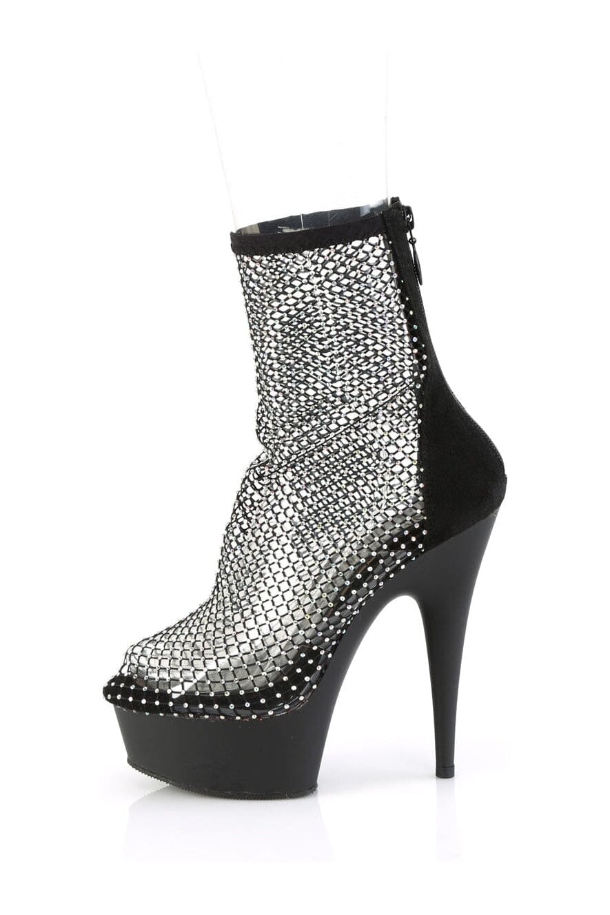 Pleaser DELIGHT-1009 Black Faux Suede Ankle Boot in Black Faux Suede