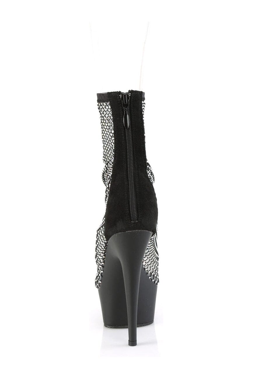 Pleaser DELIGHT-1009 Black Faux Suede Ankle Boot in Black Faux Suede