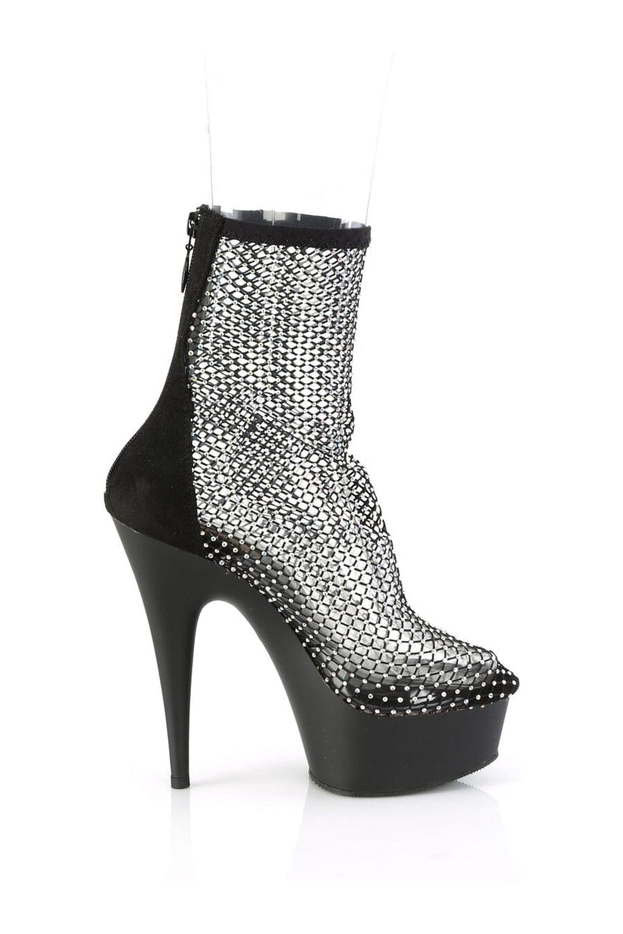 Pleaser DELIGHT-1009 Black Faux Suede Ankle Boot in Black Faux Suede