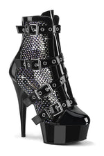 DELIGHT-1013RM Black Patent Ankle Boot