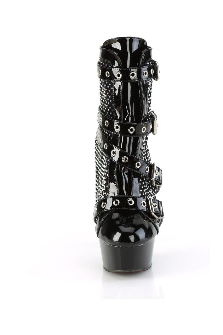 Pleaser DELIGHT-1013RM Black Patent Ankle Boot in Black Patent