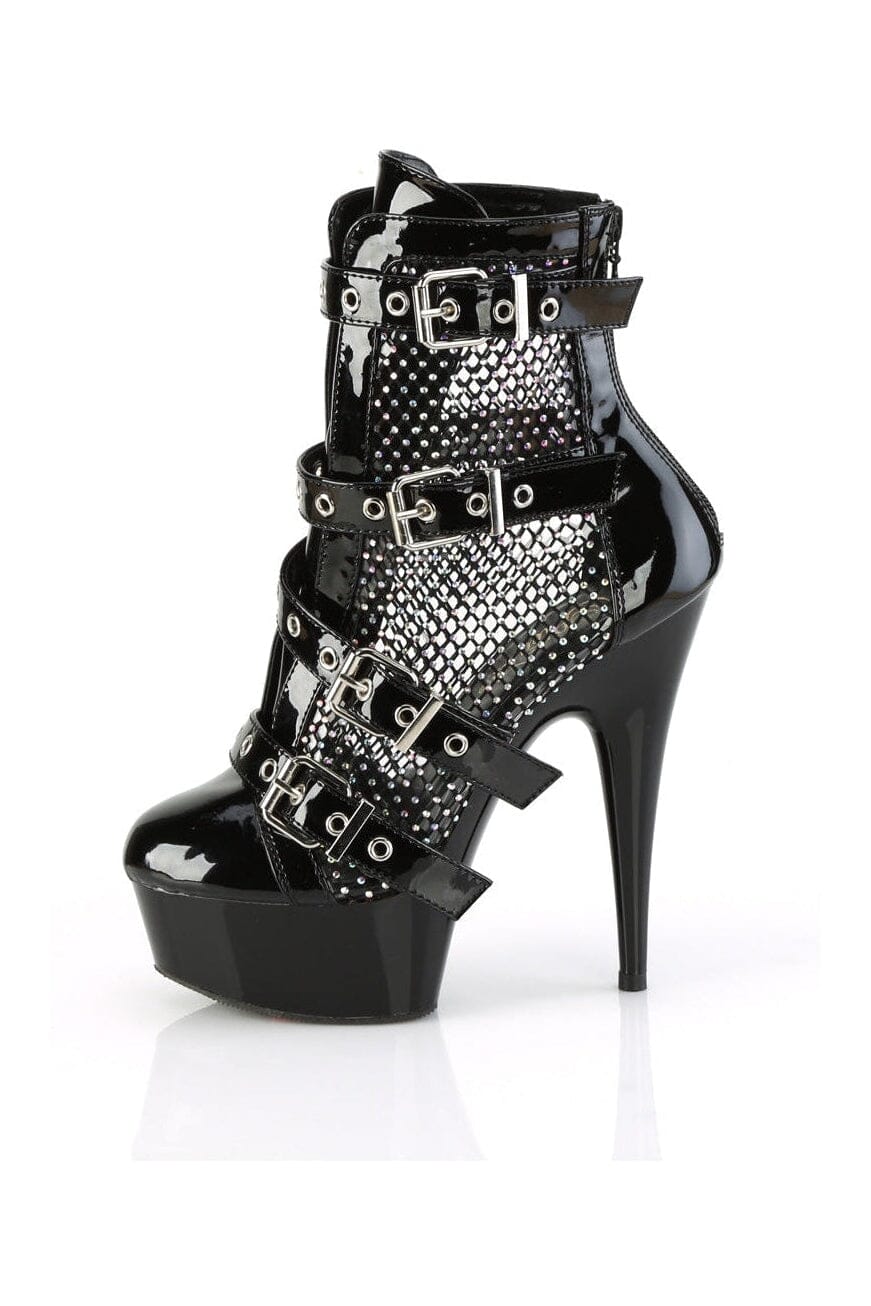 Pleaser DELIGHT-1013RM Black Patent Ankle Boot in Black Patent