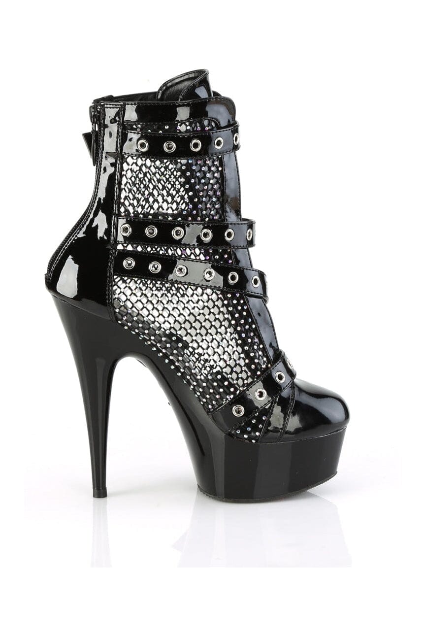 Pleaser DELIGHT-1013RM Black Patent Ankle Boot in Black Patent