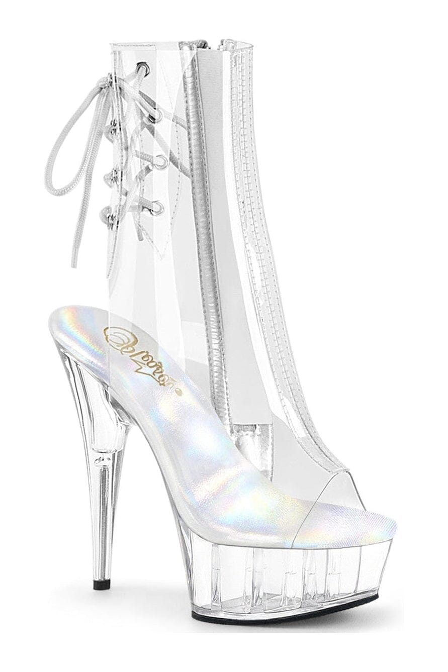 DELIGHT-1018C Clear Vinyl Ankle Boot-Ankle Boots-Pleaser-Clear-10-Vinyl-SEXYSHOES.COM