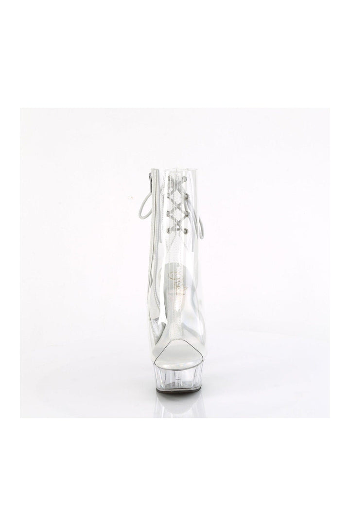 DELIGHT-1018C Clear Vinyl Ankle Boot