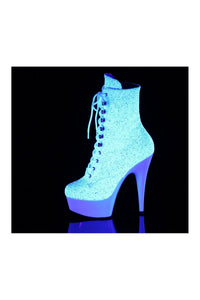 Pleaser DELIGHT-1020LG White Glitter Ankle Boot in White Glitter