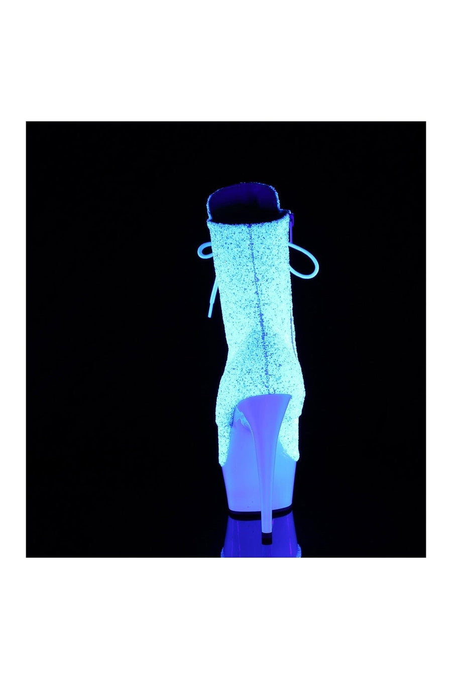 Pleaser DELIGHT-1020LG White Glitter Ankle Boot in White Glitter