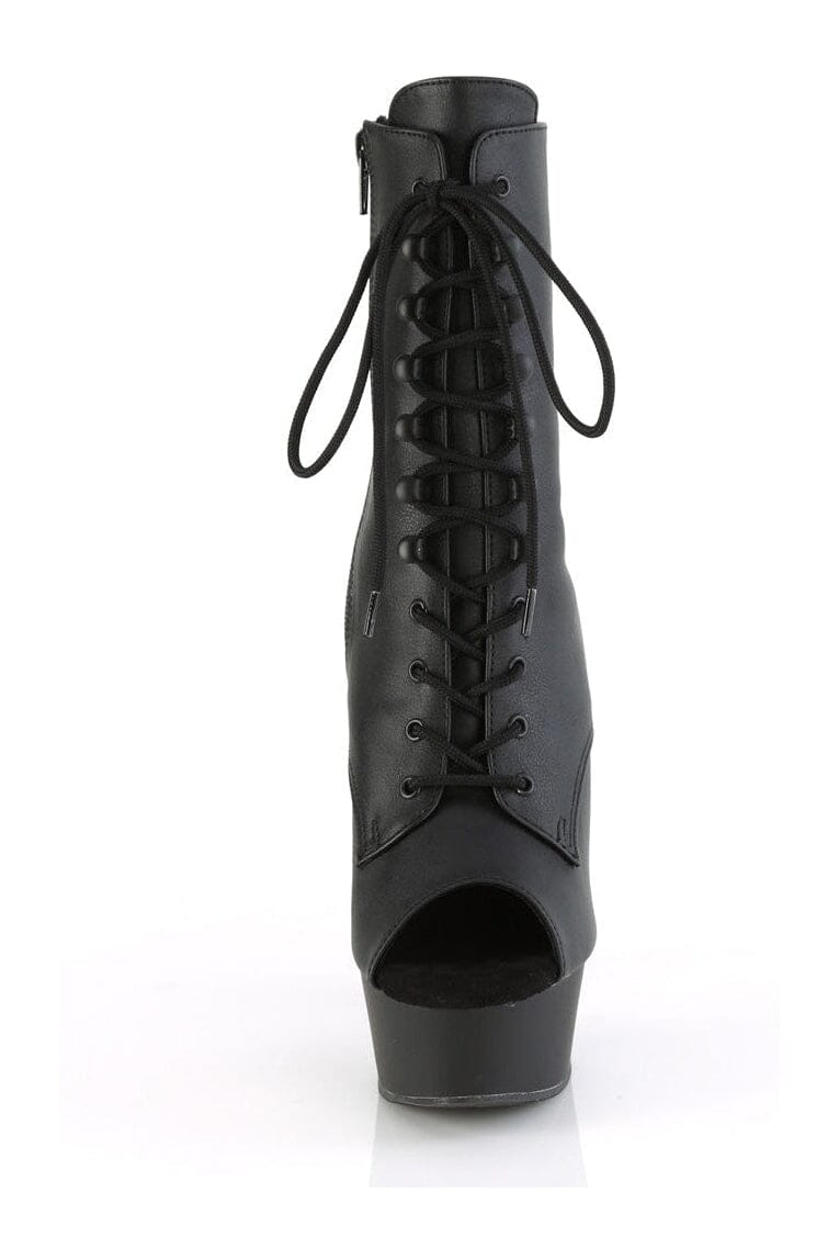 DELIGHT-1021 Black Faux Leather Ankle Boot-Ankle Boots-Pleaser-SEXYSHOES.COM
