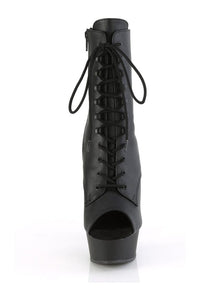Pleaser DELIGHT-1021 Black Faux Leather Ankle Boot in Black Faux Leather