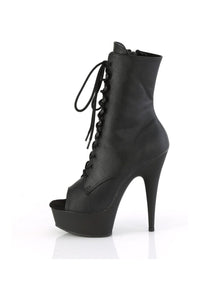 Pleaser DELIGHT-1021 Black Faux Leather Ankle Boot in Black Faux Leather