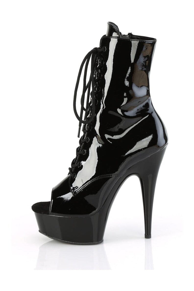 Pleaser DELIGHT-1021 Black Patent Ankle Boot in Black Patent