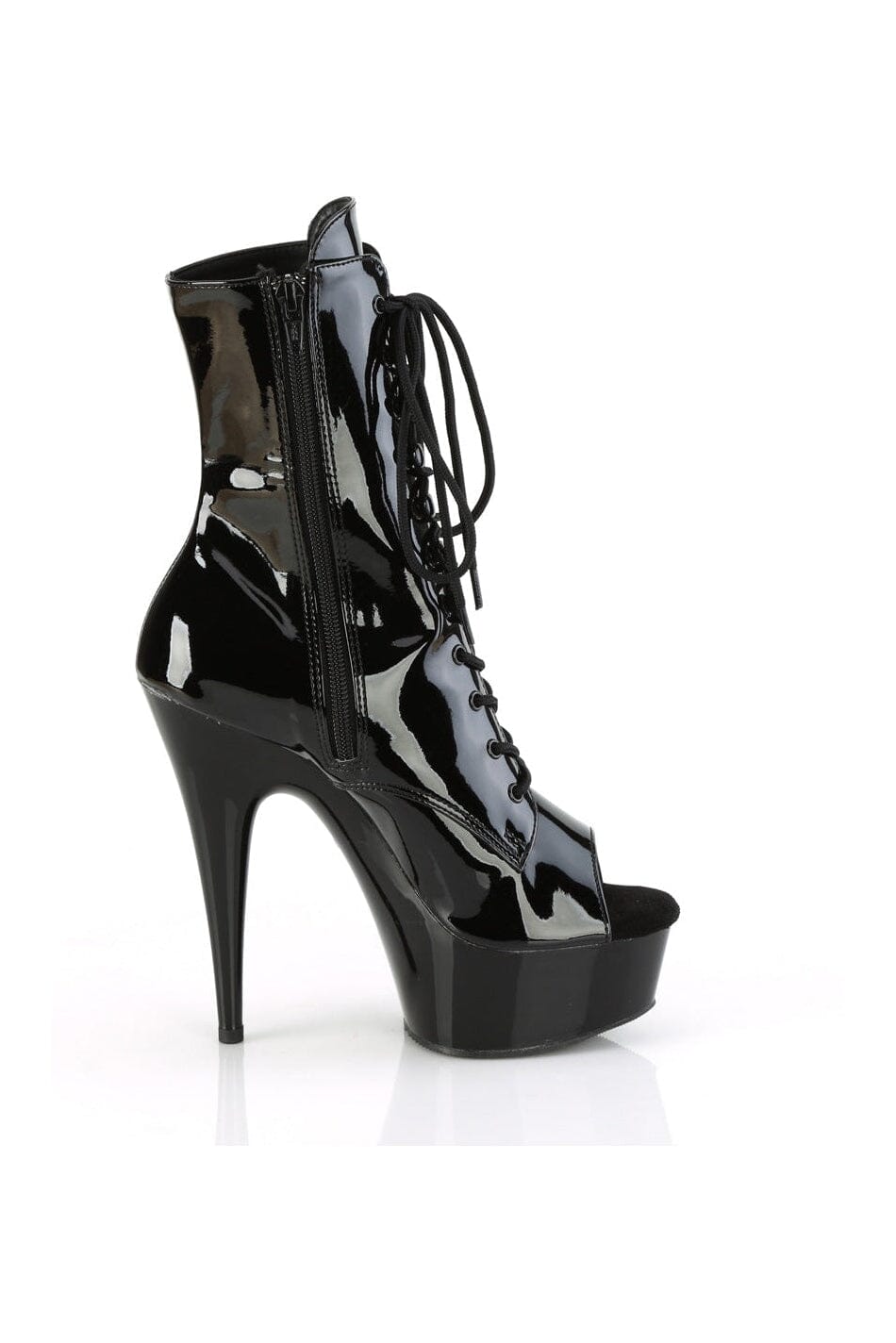 DELIGHT-1021 Black Patent Ankle Boot-Ankle Boots-Pleaser-SEXYSHOES.COM
