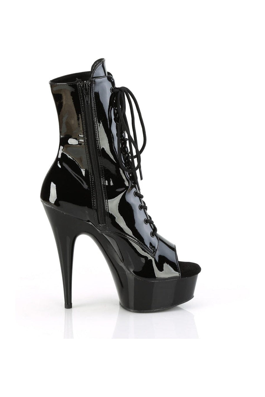 Pleaser DELIGHT-1021 Black Patent Ankle Boot in Black Patent
