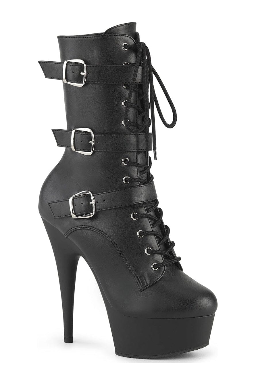 DELIGHT-1043 Black Faux Leather Ankle Boot-Ankle Boots-Pleaser-Black-10-Faux Leather-SEXYSHOES.COM