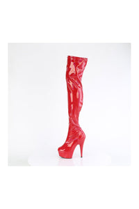 Pleaser DELIGHT-3000HWR Red Patent Thigh Boot in Red Patent