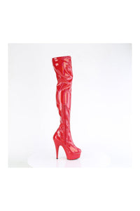 Pleaser DELIGHT-3000HWR Red Patent Thigh Boot in Red Patent