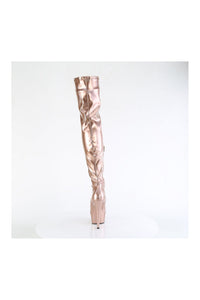 Pleaser DELIGHT-3000HWR Rose Gold Patent Thigh Boot in Rose Gold Patent