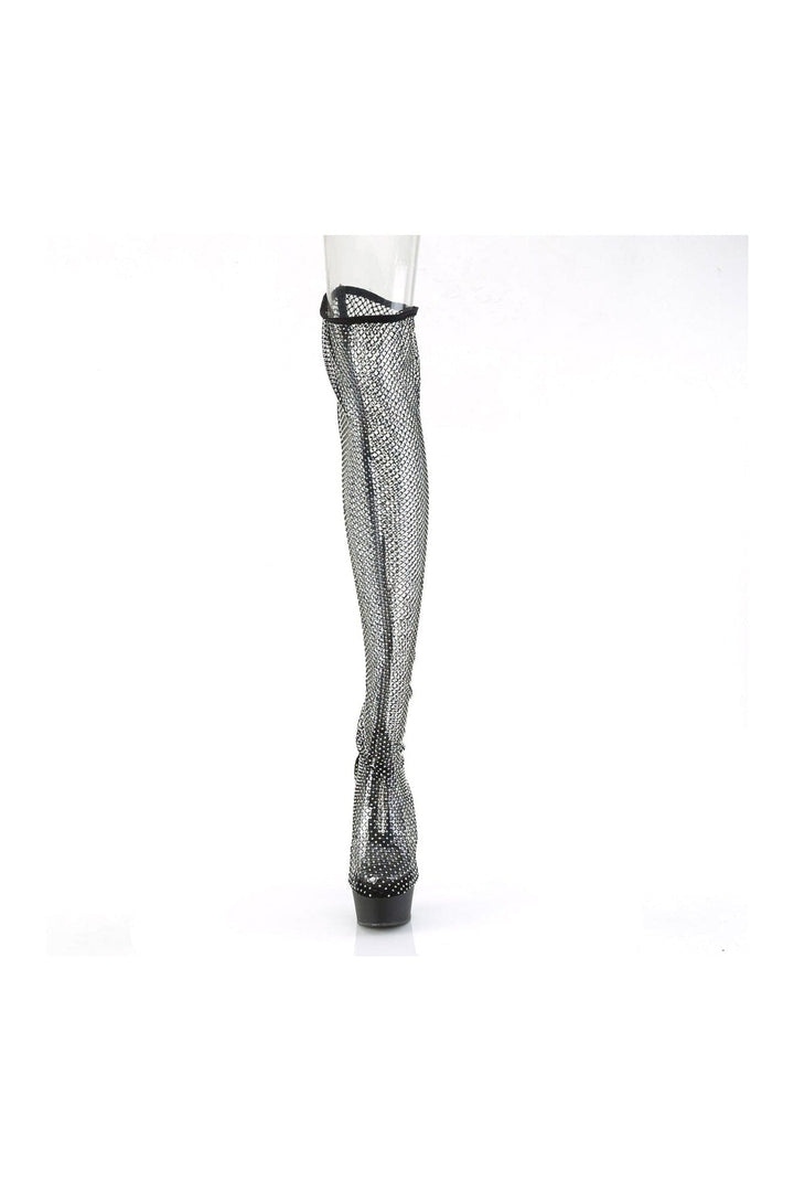 DELIGHT-3009 Black Faux Suede Thigh Boot