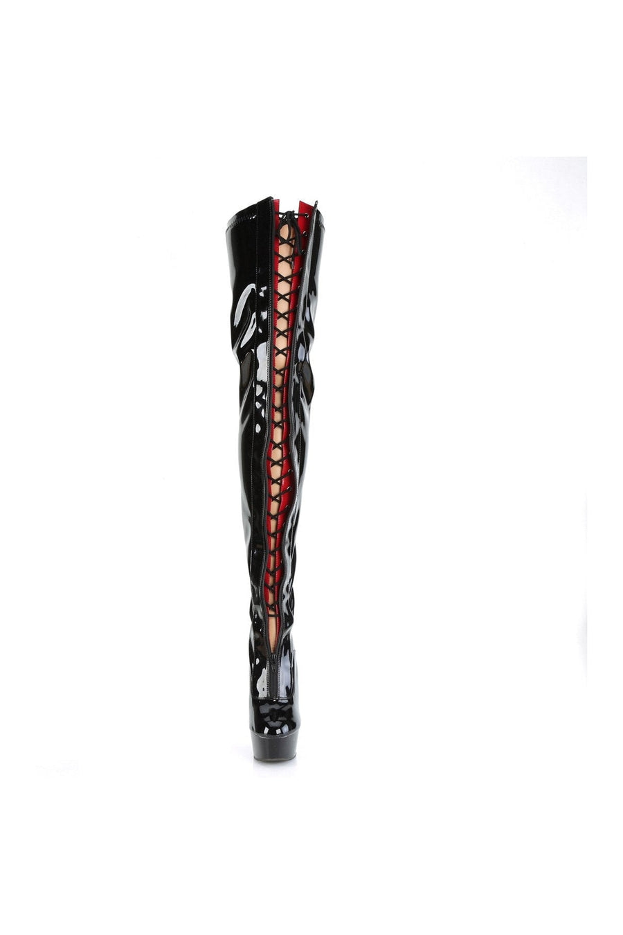Pleaser DELIGHT-3027 Thigh Boot in Black Patent