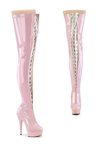 Pleaser DELIGHT-3027 Thigh Boot in Pink Patent from SexyShoes.com