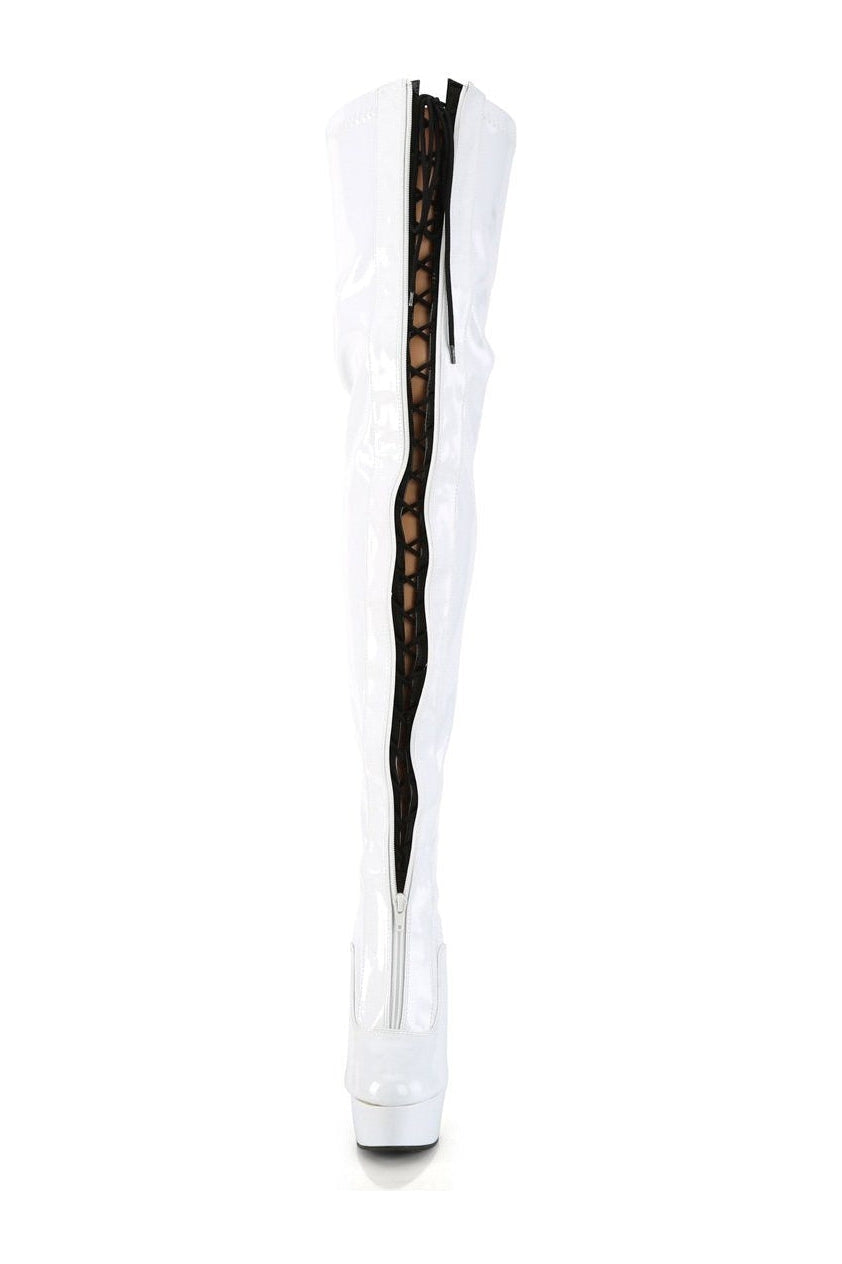 DELIGHT-3027 Thigh Boot | White Patent-Thigh Boots-Pleaser-SEXYSHOES.COM