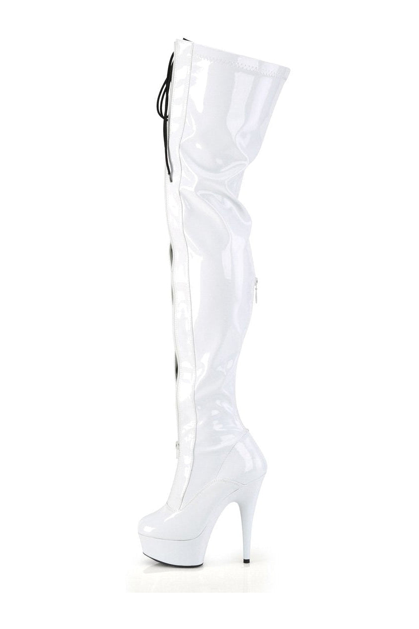 DELIGHT-3027 Thigh Boot | White Patent-Thigh Boots-Pleaser-SEXYSHOES.COM
