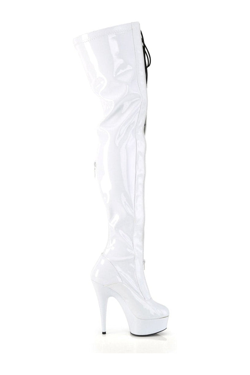 DELIGHT-3027 Thigh Boot | White Patent-Thigh Boots-Pleaser-SEXYSHOES.COM