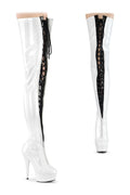 DELIGHT-3027 Thigh Boot | White Patent